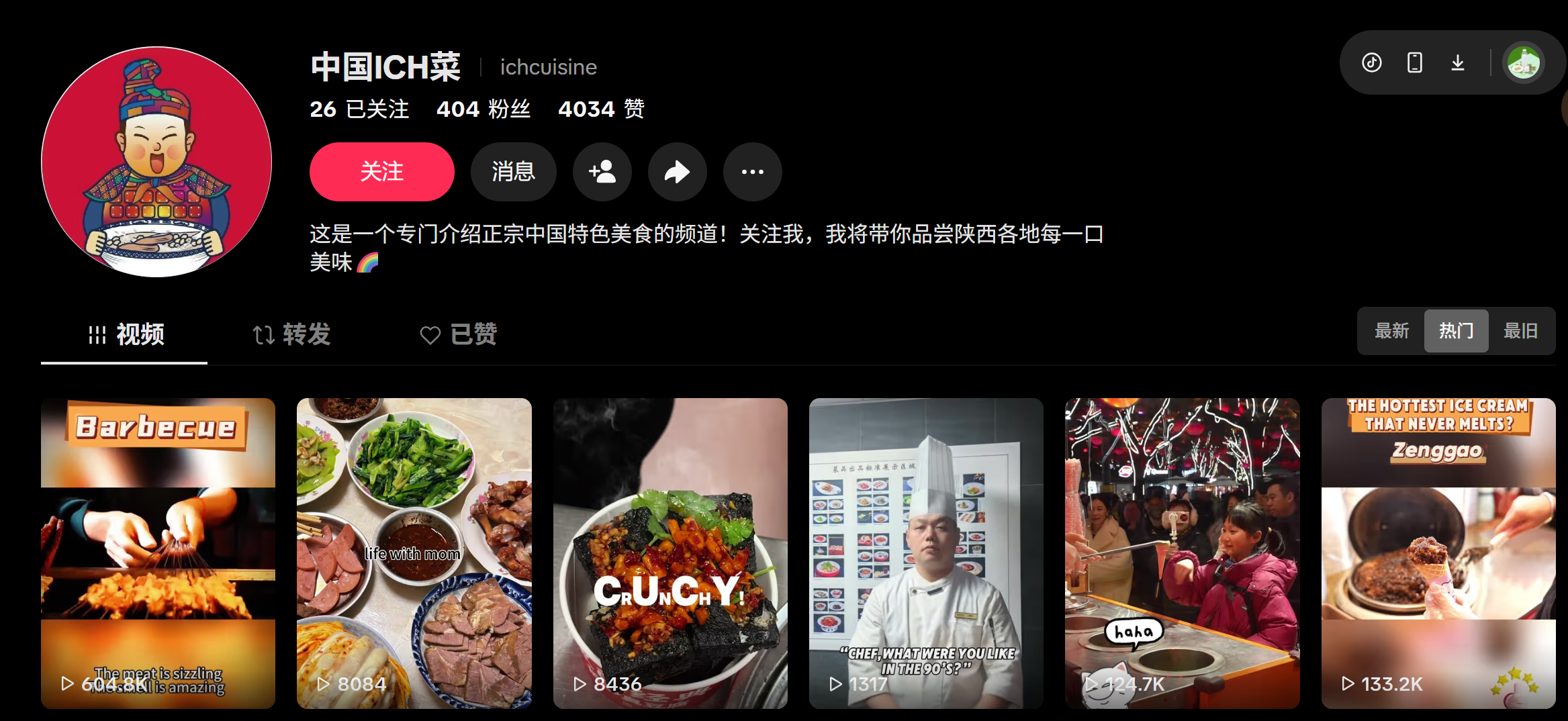 TikTok 账号主页截图
